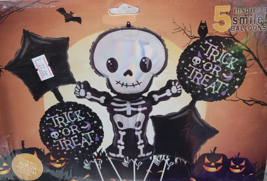 Set de Globos Esqueleto y Trick or Treat